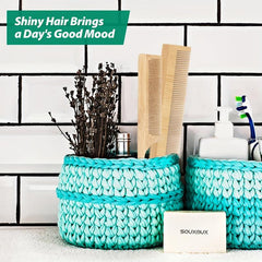 3 Pcs Bamboo Hair Comb Set Wide Fine Tooth Brushes Detangling Styling Heat Resis