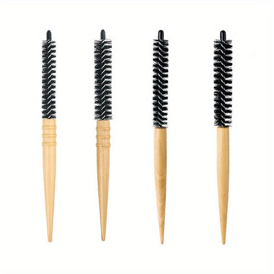 4pcs Extra Small Curly Hair Comb Wooden Rolling Comb Fluffy Hair Styling Comb