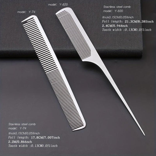 2pcs Salon Barber Stainless Steel Hair Cutting Comb Anti Static Durable