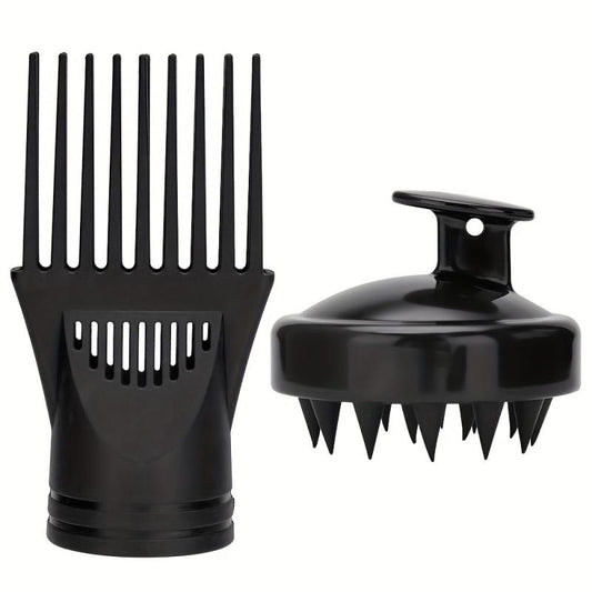 2pcs Hair Dryer Nozzle With Shampoo Brush Wind Nozzle, Silicone Hair Washing Sha