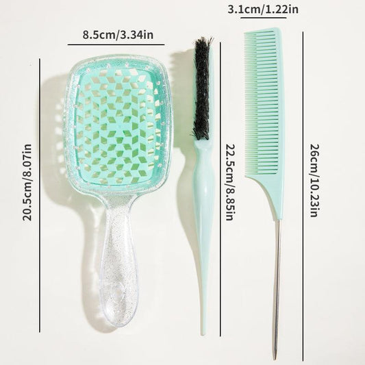 3pcs Hair Styling Comb Set Mesh Rat Tail Teasing Anti Static Hairdressing Comb