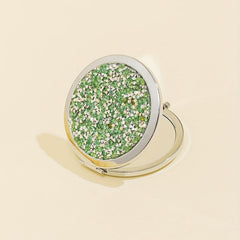 Rhinestone Compact Mirror Double Sided Pocket Travel Vanity Mirror
