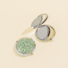 Rhinestone Compact Mirror Double Sided Pocket Travel Vanity Mirror