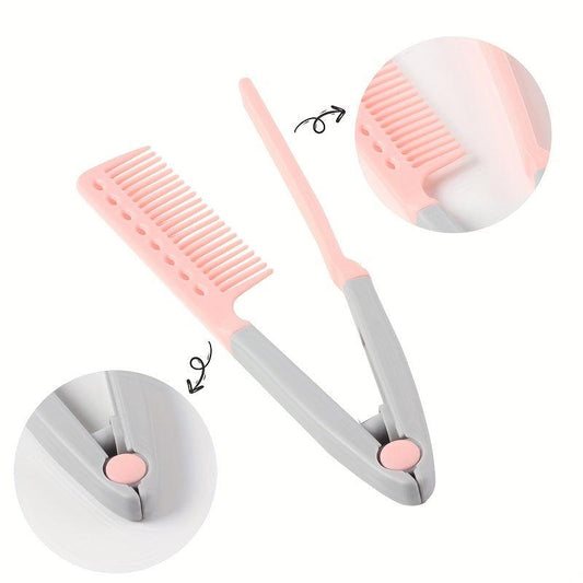Portable Hair Straightening Comb V Shaped Hair Clips for Women Girls