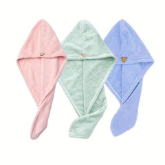 3pcs Large Microfiber Hair Towel Absorbent Twist Turban Fast Drying Cap