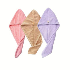 3pcs Large Microfiber Hair Towel Absorbent Twist Turban Fast Drying Cap