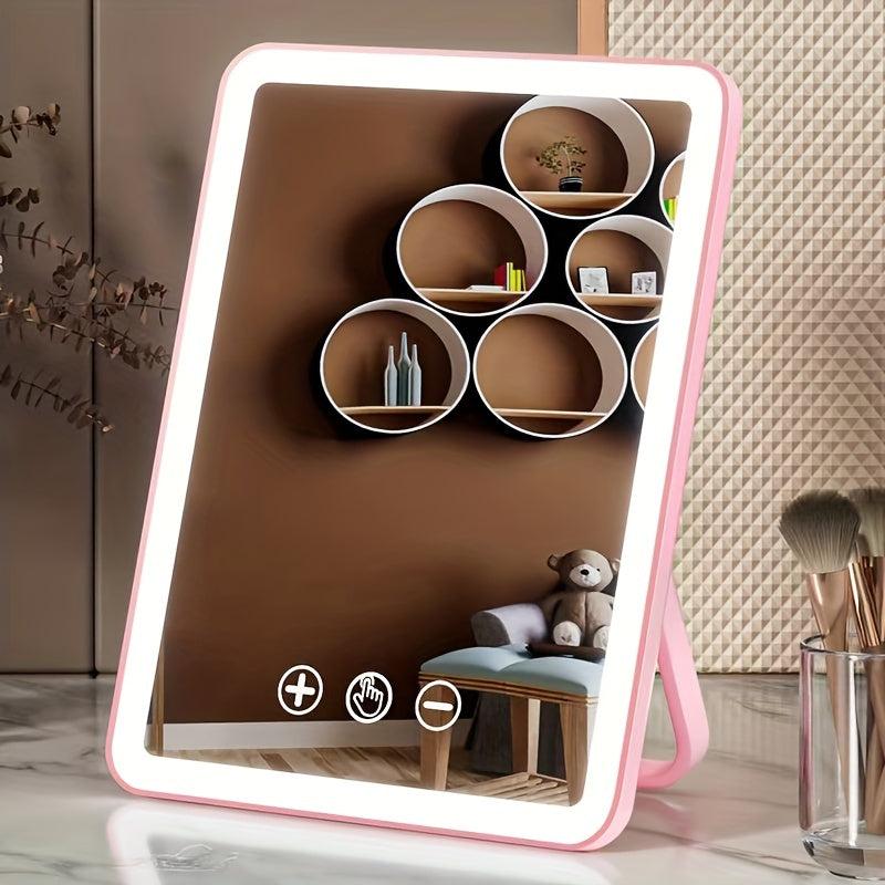 LED Lighted Touch Screen Makeup Mirror USB Rechargeable