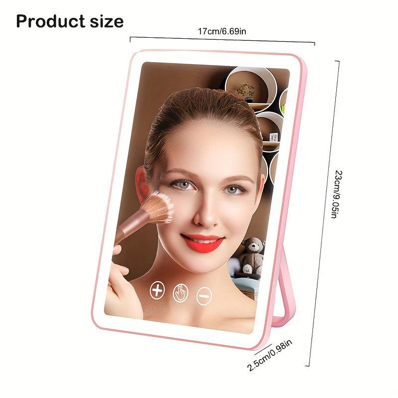 LED Lighted Touch Screen Makeup Mirror USB Rechargeable