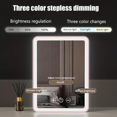LED Lighted Touch Screen Makeup Mirror USB Rechargeable