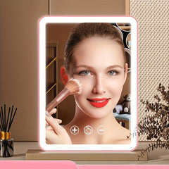 LED Lighted Touch Screen Makeup Mirror USB Rechargeable