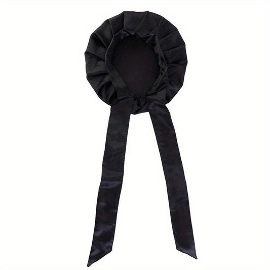 Solid Satin Bonnet Wide Stretch Ties Silky Turban Head Wrap