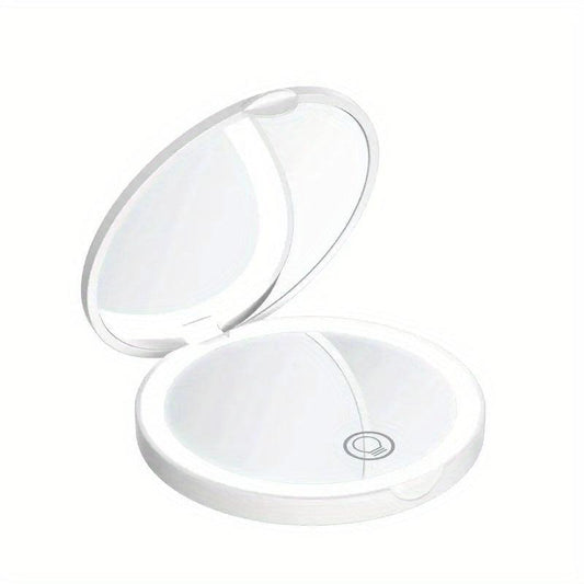 LED Pocket Makeup Mirror 1X 3X Magnified Compact Mirror With Light