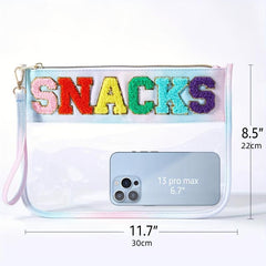 Preppy Chenille Clear Makeup Bag with Handle