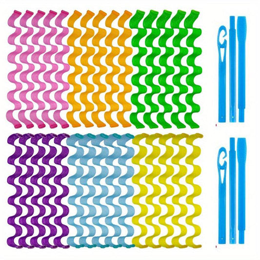30pcs Heatless Waves Hair Curlers No Heat Damage Wavy Hair Curlers