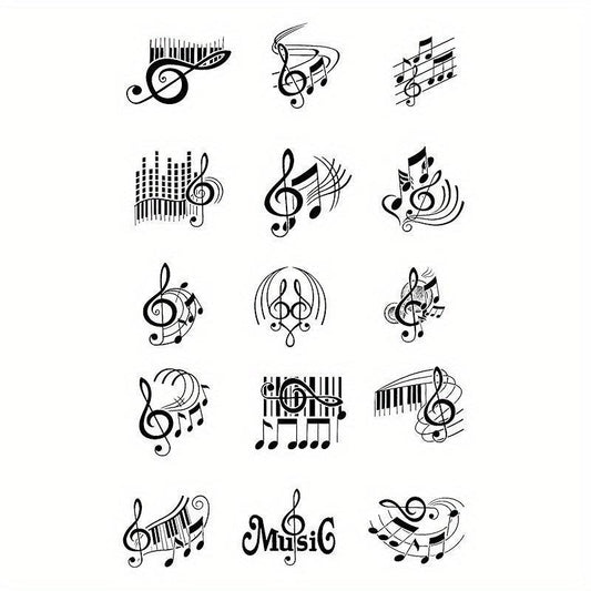 Musical Notes Temporary Tattoos 15 Sheets