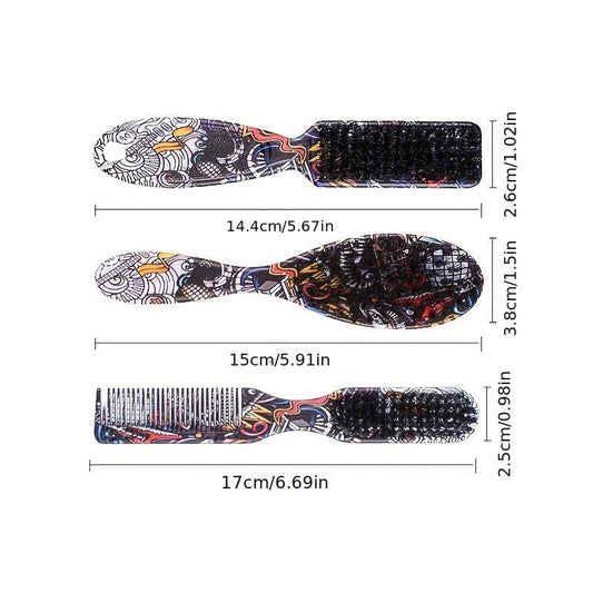 Graffiti Pattern Hair Brush Beard Styling Brush Mustache Brush Double Sided
