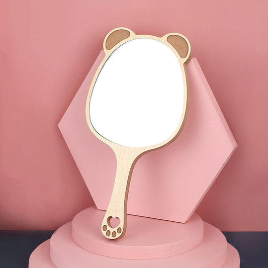 Wooden Handheld Mirror Animal Design Shaving Travel Vanity Mirror