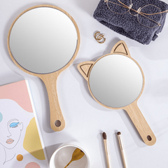 Wooden Handheld Mirror Animal Design Shaving Travel Vanity Mirror