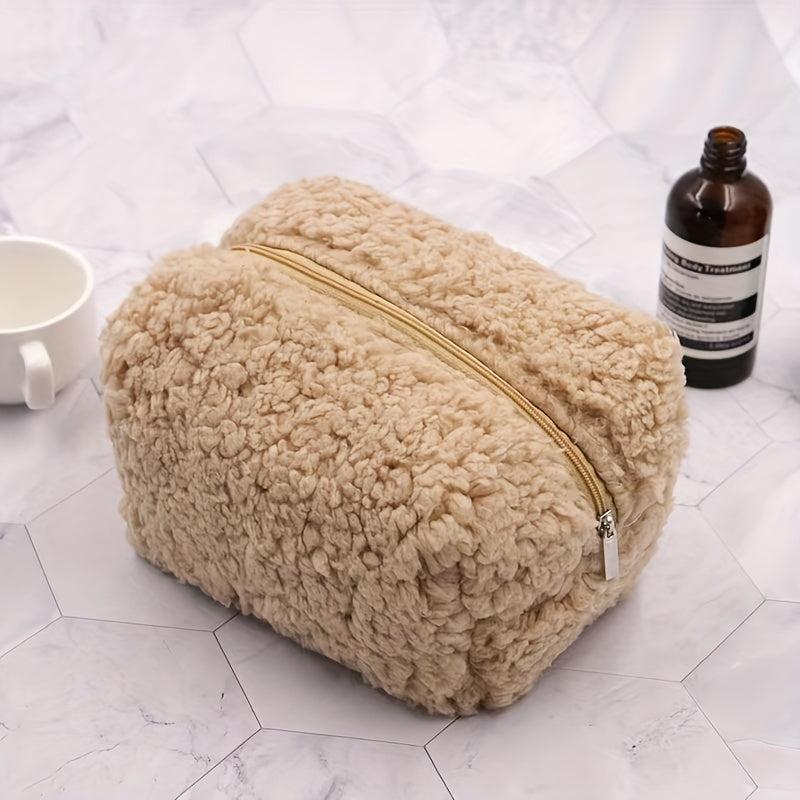Plush Cosmetic Bag Travel Makeup Storage Bag Zipper Minimalist Makeup Bag