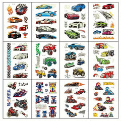 12 Sheets Glow In The Dark Race Car Temporary Tattoos