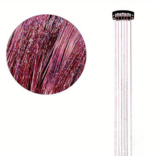 12pcs Clip In Hair Tinsel Glitter Heat Resistant Tinsel Hair Extensions