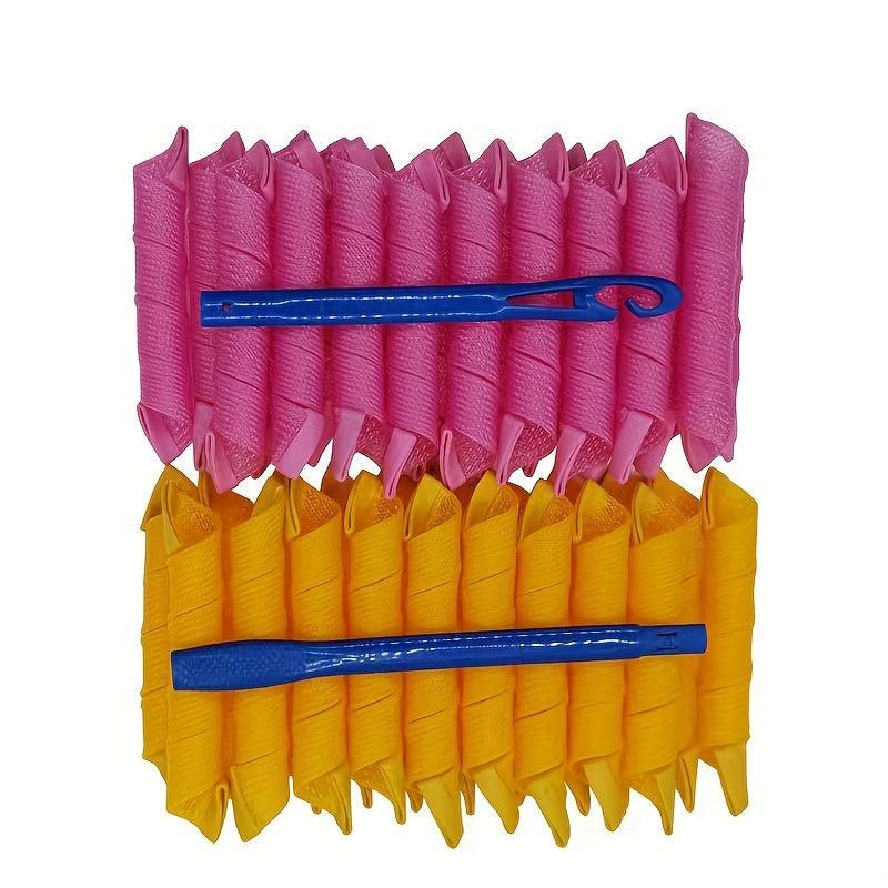 12pcs Water Ripple Hair Rollers Spiral Curls Kit with Styling Hooks