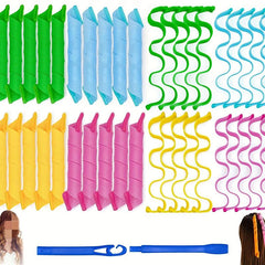 12pcs Water Ripple Hair Rollers Spiral Curls Kit with Styling Hooks