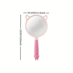Cartoon Ear Handheld Makeup Mirror for Home and Travel