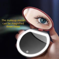 LED Travel Makeup Mirror 3X Magnifying Touch Portable Double Sided