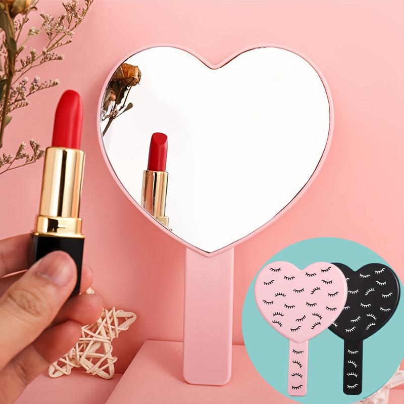 Heart Shape Hand Mirror Adorable Style Travel Portable Handheld Beauty Mirror