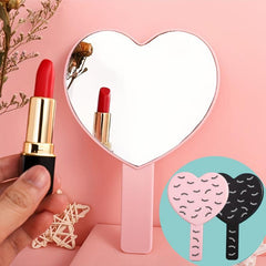 Heart Shape Hand Mirror Adorable Style Travel Portable Handheld Beauty Mirror