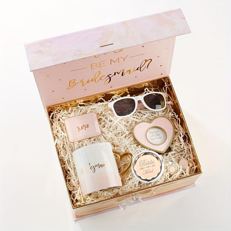 Champagne Bridesmaid Compact Makeup Mirrors Bridal Shower Hen Party Gift