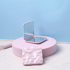 Pink Makeup Vanity Mirror Double Side Folding Portable Cosmetic Touch up Mirror