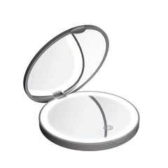 LED Lighted Travel Makeup Mirror with 2x 1x Magnifying & 3 Light Settings