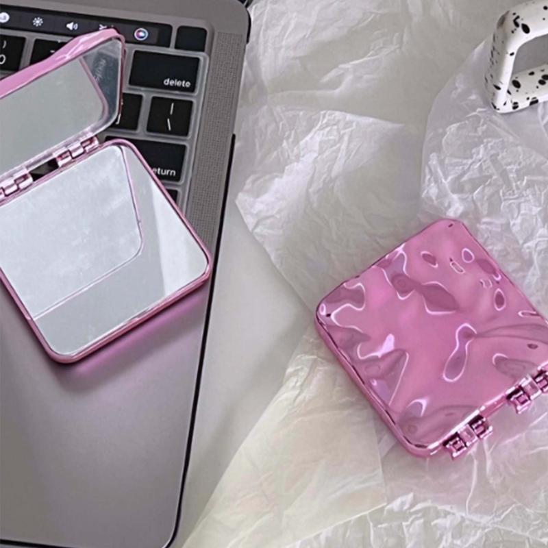 Pink Liquid Shape Square Vanity Mirror Creative Wave Pattern Double
