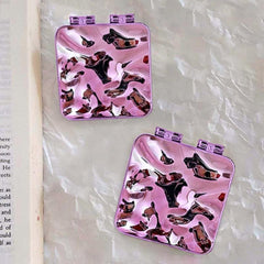 Pink Liquid Shape Square Vanity Mirror Creative Wave Pattern Double