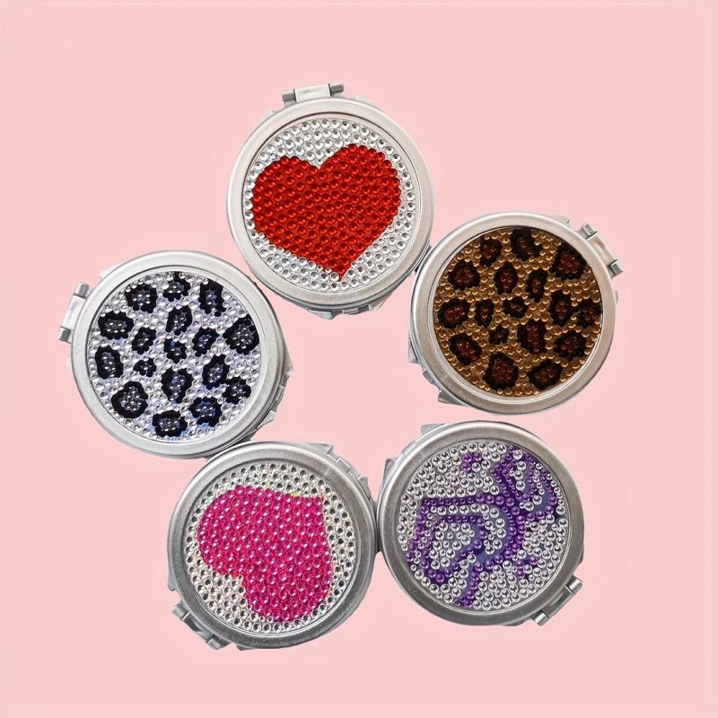 Leopard Pattern Makeup Mirror Double Sided Compact Cosmetic Mirror