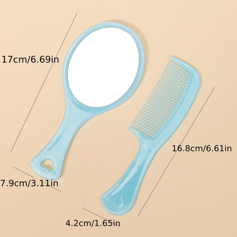 Makeup Mirror Comb Set Hair Brush Oval Vanity Mirror With Handle