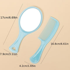Makeup Mirror Comb Set Hair Brush Oval Vanity Mirror With Handle