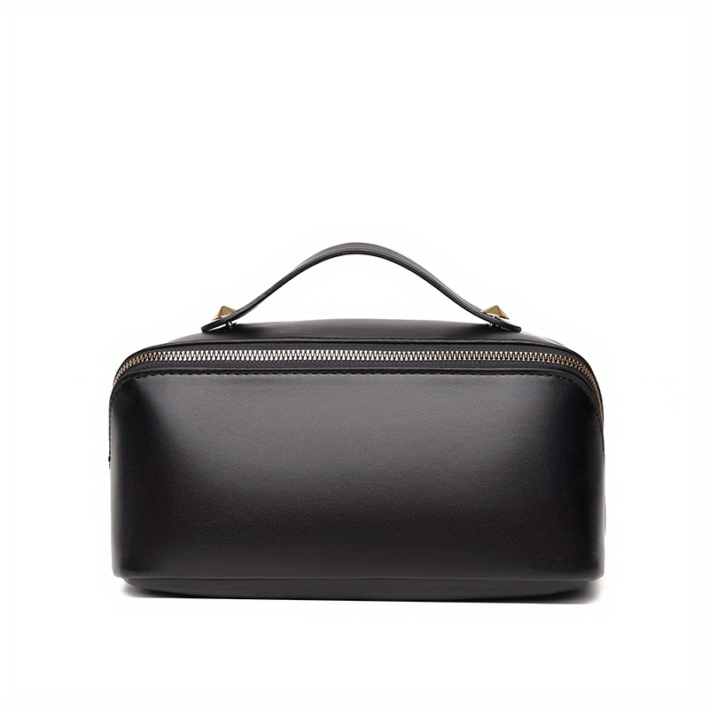 Large Opening Portable Cosmetic Bag PU Leather Toiletry Bag
