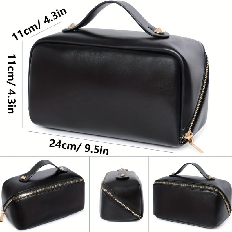 Large Opening Portable Cosmetic Bag PU Leather Toiletry Bag