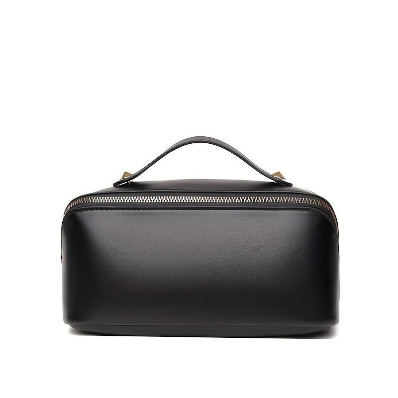 Large Opening Portable Cosmetic Bag PU Leather Toiletry Bag