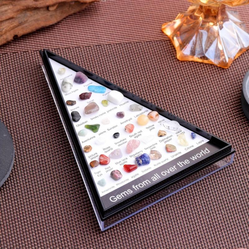36 Agate Stones Gemstones Minerals Crystal Stone Triangular Specimen Set