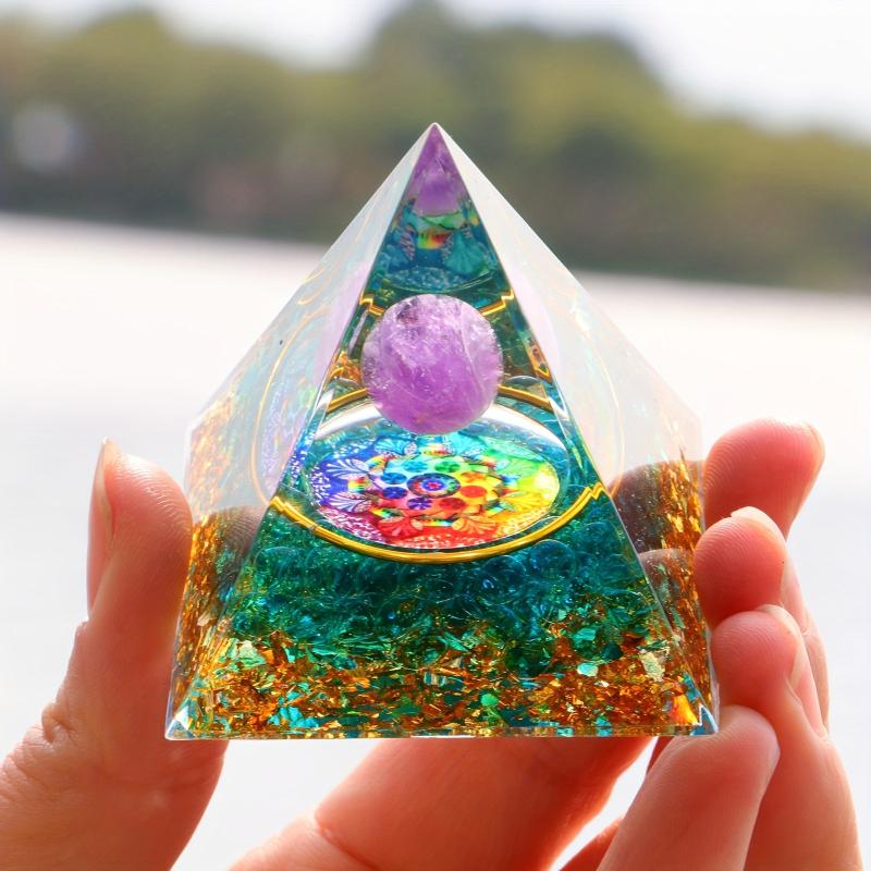Orgone Pyramid with Amethyst Ball for Energy, Protection