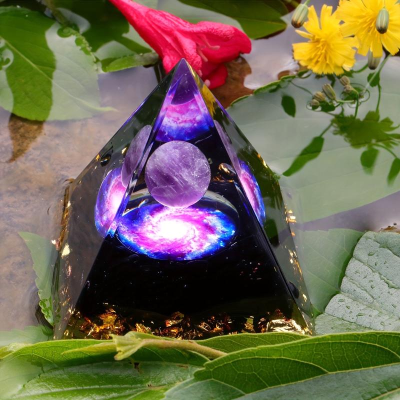 Orgone Pyramid with Amethyst Ball for Energy, Protection
