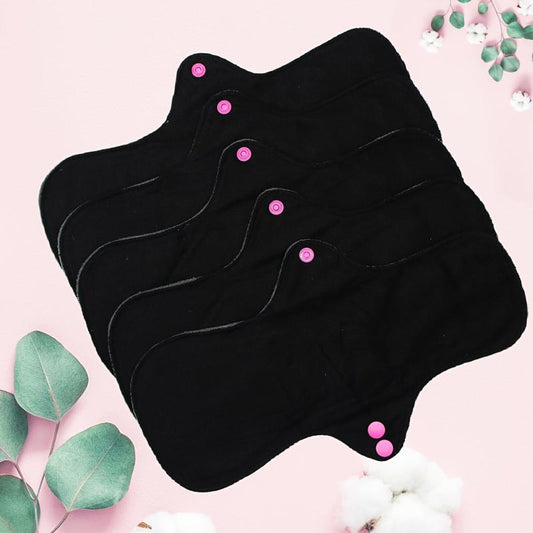 5pcs Reusable High Flow Bamboo Cloth Pads Women's Sanitary Napkin Set