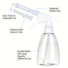 300ml Conical Bottle Ear Washing Set with 7 Replacement Heads Anti-splash