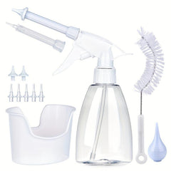 300ml Conical Bottle Ear Washing Set with 7 Replacement Heads Anti-splash