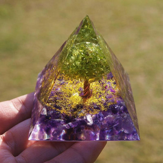 Quartz Crystal Energy Generator Tree Of Life Pyramid Peridot Amethyst