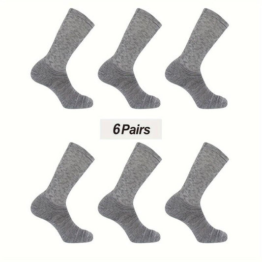6 Pairs Bamboo Thermal Cushion Crew Socks Soft Breathable Comfortable